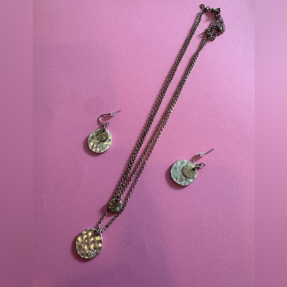 Silver and gold Necklace and Earrings Set